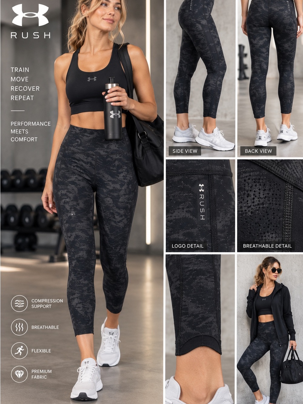 Under Armour RUSH Women’s Compression 3/4 Leggings Black